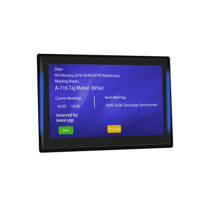 10.1 ইঞ্চি RK3399 2+16GB ওয়াল মাউন্ট কনফারেন্স রুম ট্যাবলেট এনএফসি পিওই মিটিং রুম বুকিং সিস্টেম উভয় পক্ষের আলো সহ