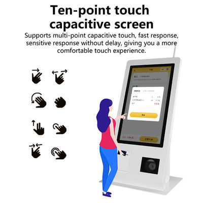 15.6" উইন 10 অপারেটিং সিস্টেমের সাথে স্ব-পরিষেবা পিওএস মেশিন টাচ স্ক্রিন স্ক্যানার প্রিন্টার এনএফসি কিউআর কোড রিডার