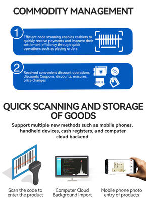 রেস্তোরাঁ অর্ডারিং থার্মাল প্রিন্টার রেজোলিউশন সহ উইন/অ্যান্ড্রয়েড POS ক্যাশ রেজিস্টার ১৩.৩/১৫.৬ ইঞ্চি ১৩৬৬*৭৬৮ রেজোলিউশন