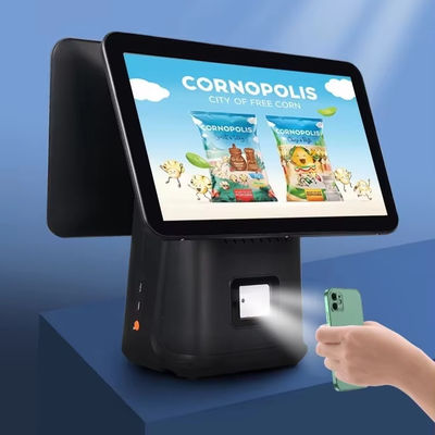 খুচরা বিক্রয় মেশিন 15.6 ইঞ্চি অ্যান্ড্রয়েড পিওএস টার্মিনাল স্ক্যানার এবং প্রিন্টারের সাথে 4 গিগাবাইট ডিডিআর 4 মেমরি 64 গিগাবাইট হার্ড ডিস্ক ক্ষমতা