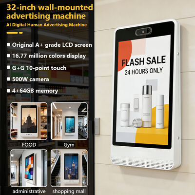 32 Inch android 14 Indoor SDK Wall Mount AI Digital Signage Advertising Touch Screen Poster Display Virtual Human Shop Hote