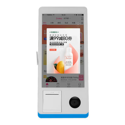 গুণ  Restaurant Self-service Ordering Counter Kiosk Windows 8+128GB Self-service Payment Kiosk with Printer Nfc QR Code Scanner কারখানা