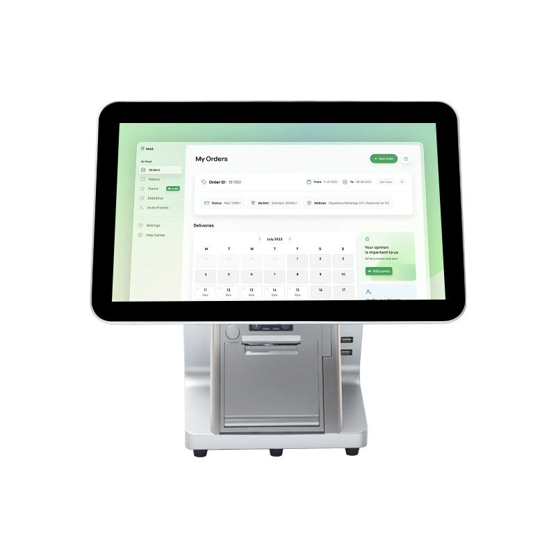Win7/10 Android সামঞ্জস্যপূর্ণ 15.6 ইঞ্চি ডুয়াল স্ক্রিন POS সিস্টেম মনিটর সুপারমার্কেট রেস্তোরাঁর জন্য টেকসই IPS টাচ মনিটর